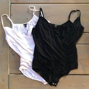 J Crew White and Black Spaghetti Strap Bodysuit